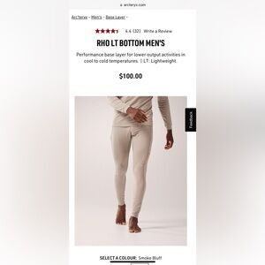 Arcteryx Rho Sand Bluff Leggings NWT